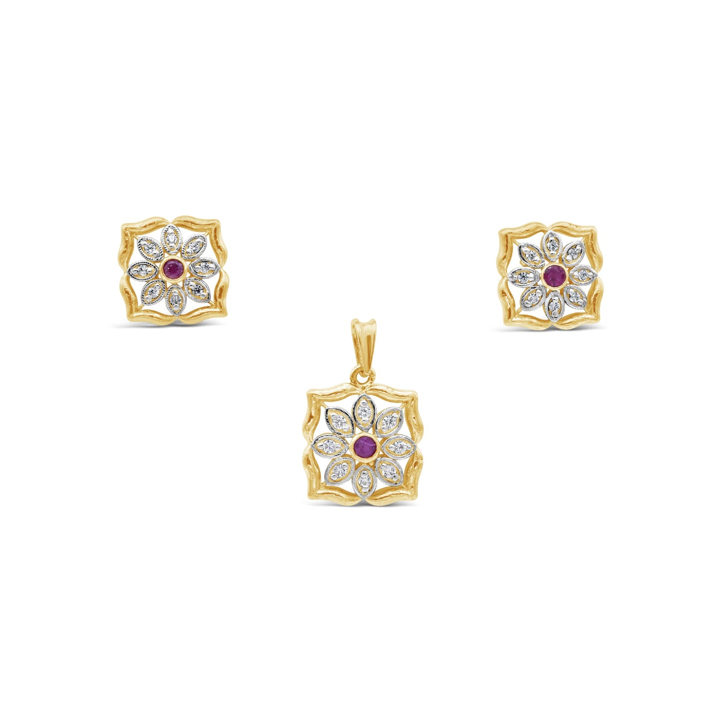 Ruby Centered Flower Set