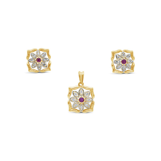 Ruby Centered Flower Set